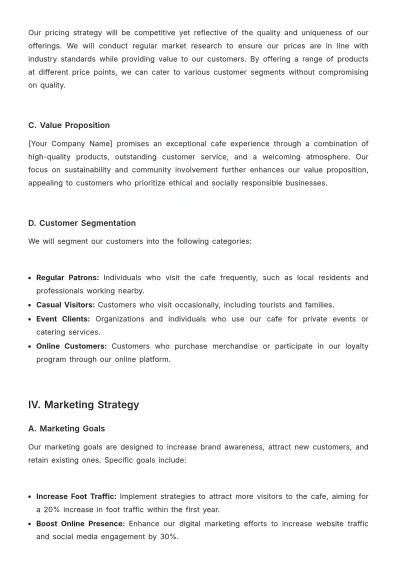 Free Cafe Business Strategy Template to Edit Online