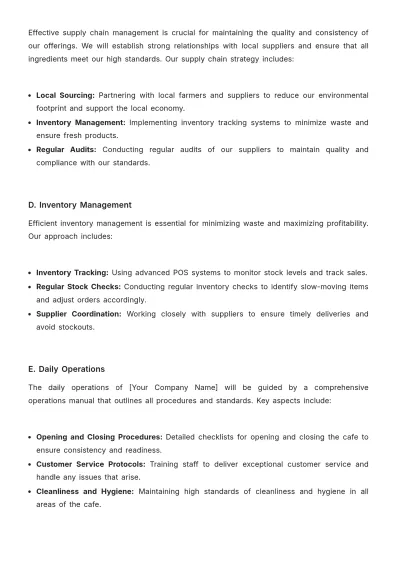 Free Cafe Business Strategy Template to Edit Online