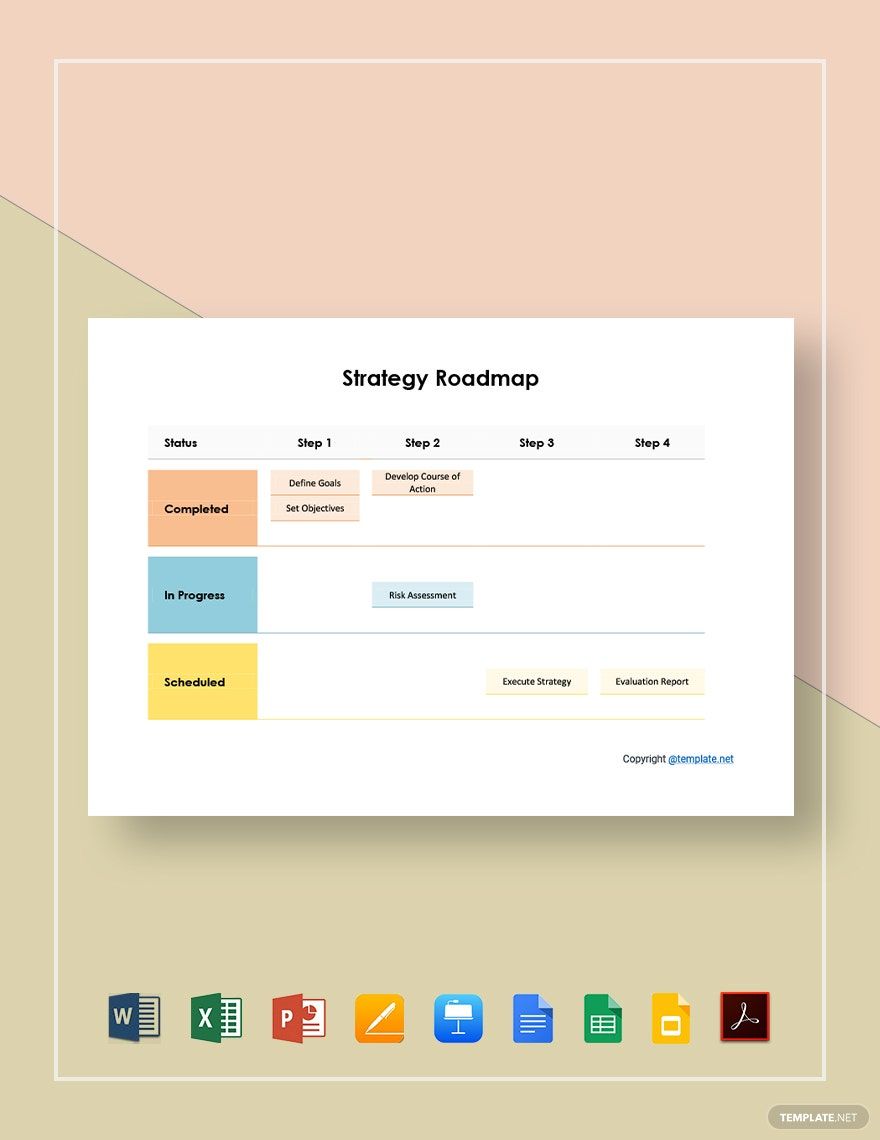 Strategy Roadmap Template in Word, Google Docs, Excel, PDF, Google Sheets, Apple Pages, PowerPoint, Google Slides, Apple Keynote