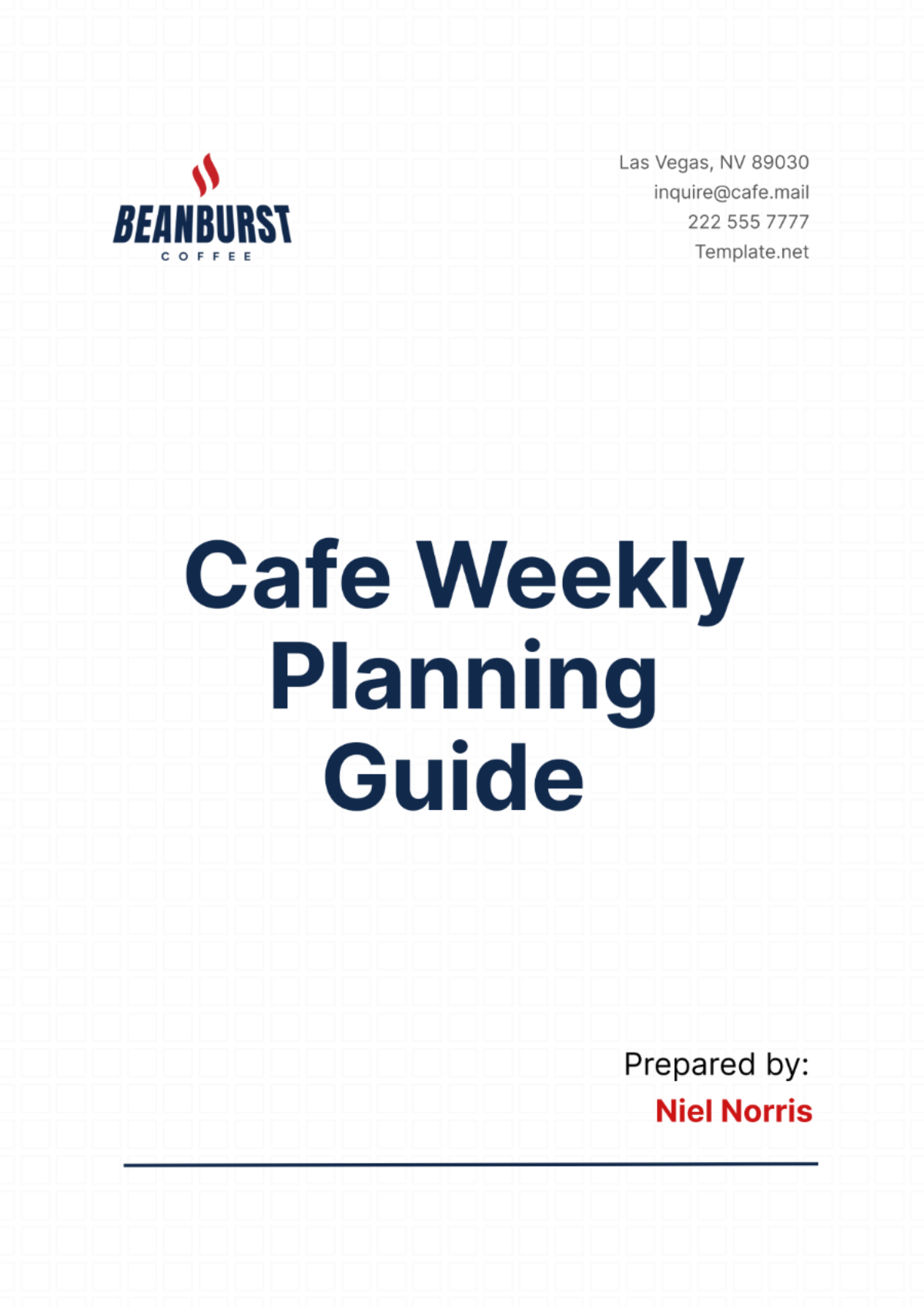 Cafe Weekly Planning Guide Template - Edit Online & Download