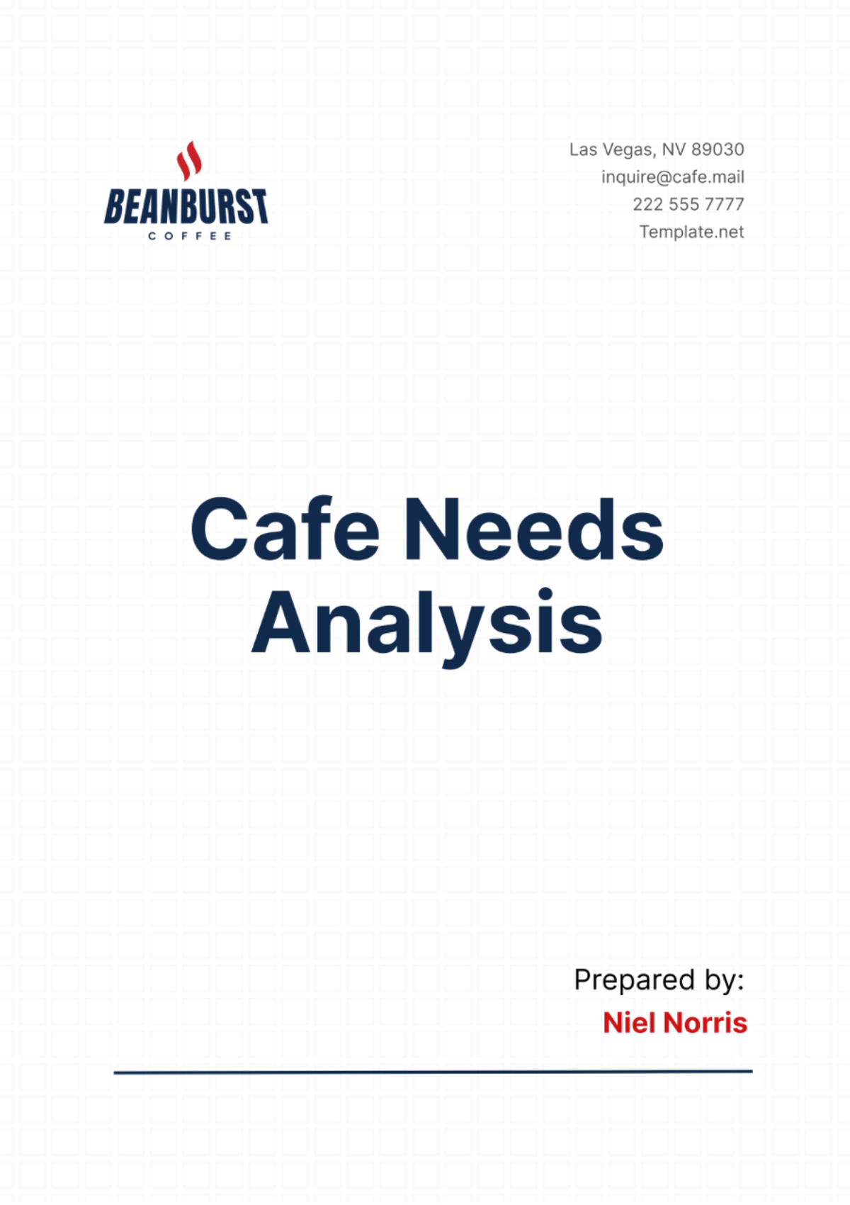 Cafe Needs Analysis Template - Edit Online & Download