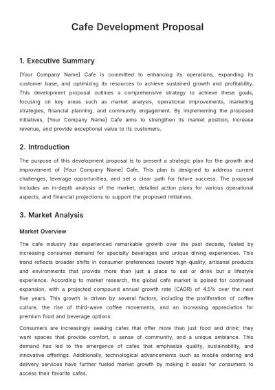 Free Cafe Development Proposal Template to Edit Online