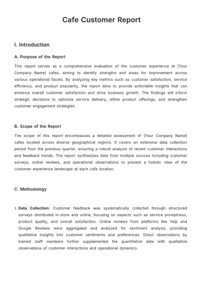 Free Cafe Customer Report Template to Edit Online
