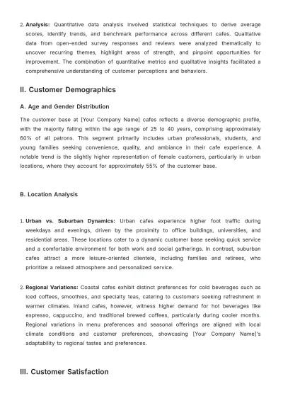 Free Cafe Customer Report Template to Edit Online