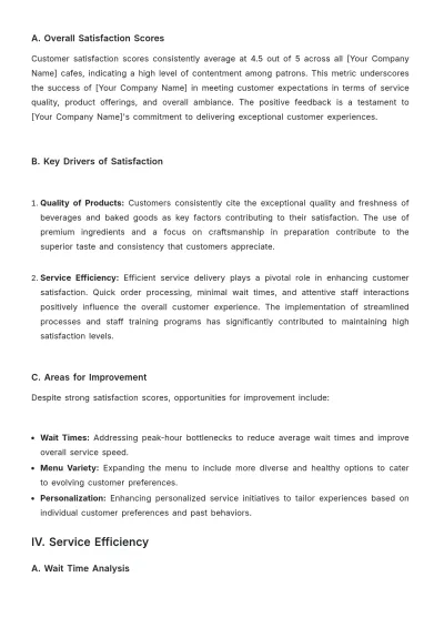 Free Cafe Customer Report Template to Edit Online