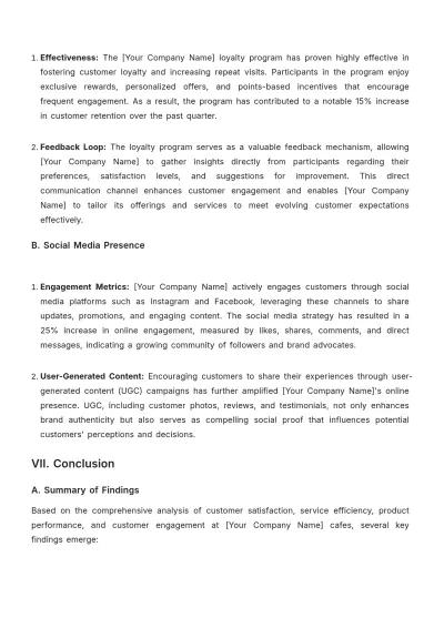 Free Cafe Customer Report Template to Edit Online