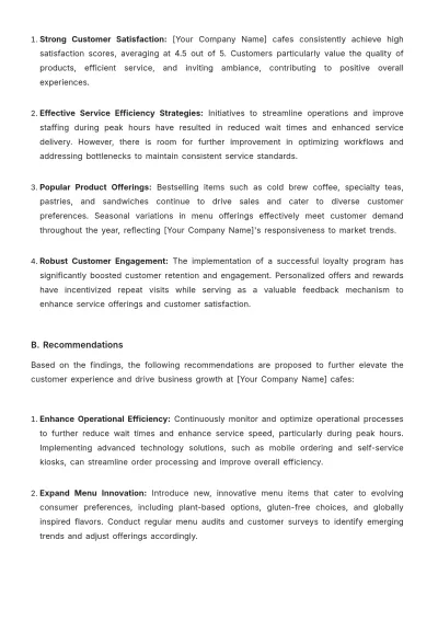 Free Cafe Customer Report Template to Edit Online