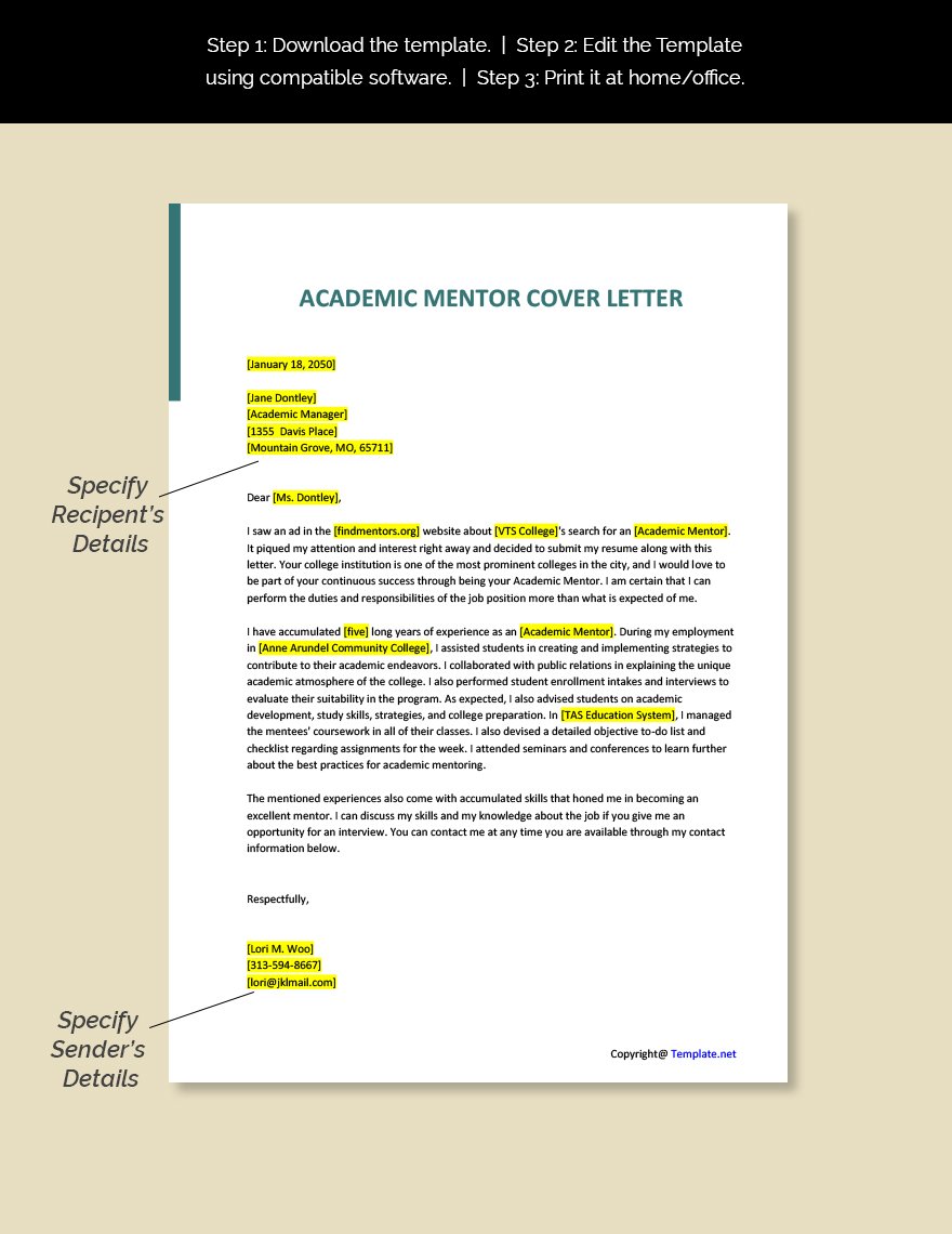 Academic Mentor Cover Letter