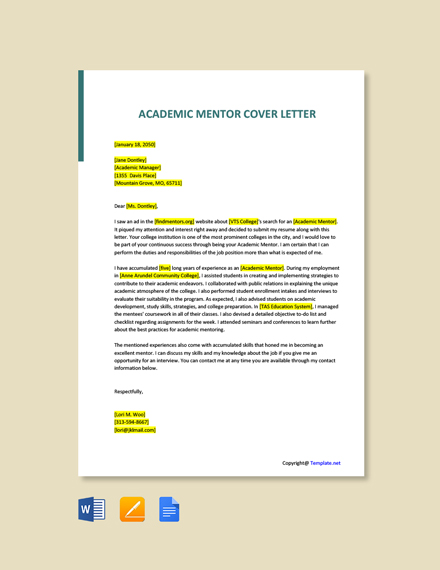 cover letter for academic mentor