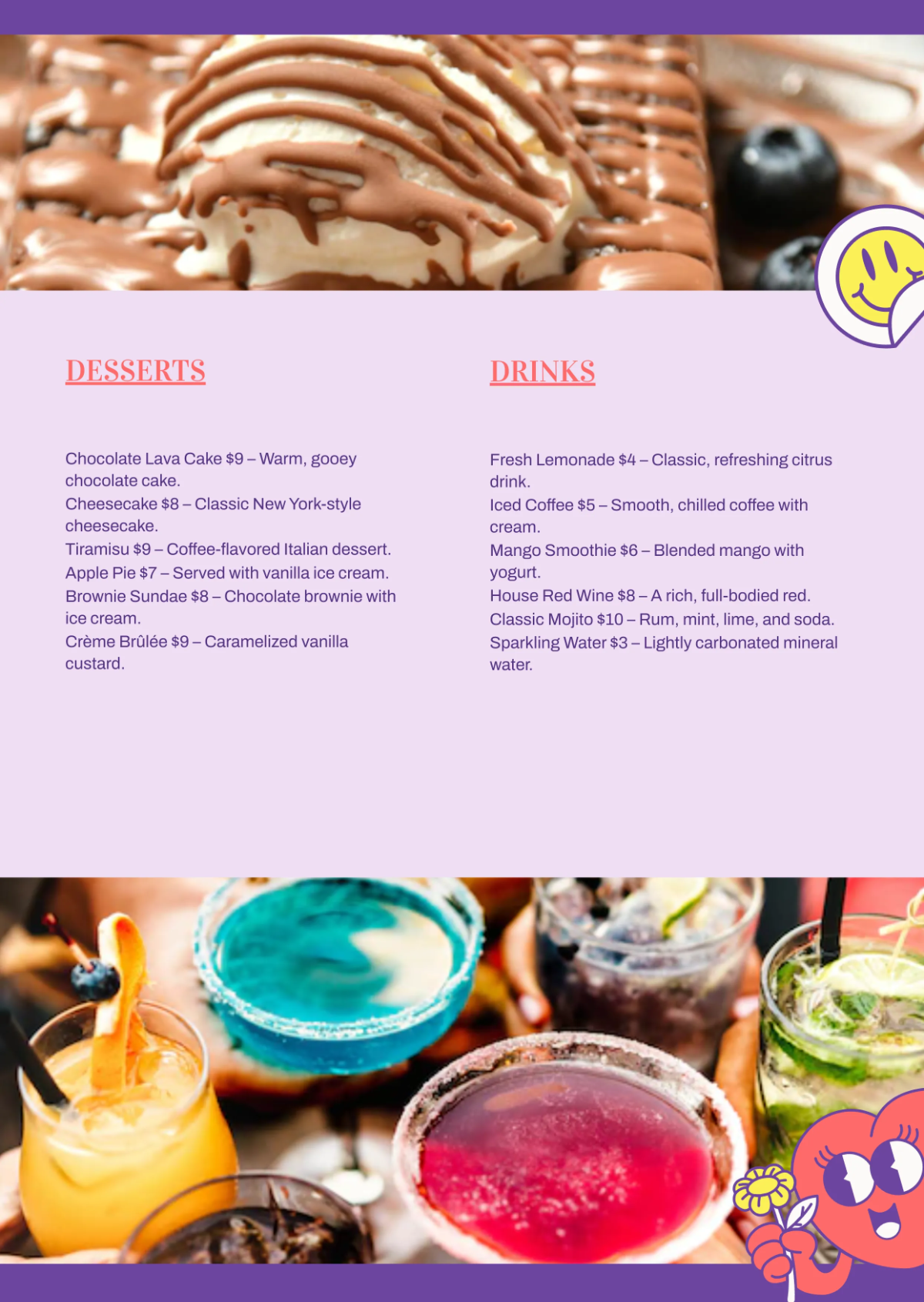 Free Playful Menu Template to Edit Online