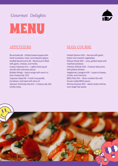 Free Playful Menu Template to Edit Online