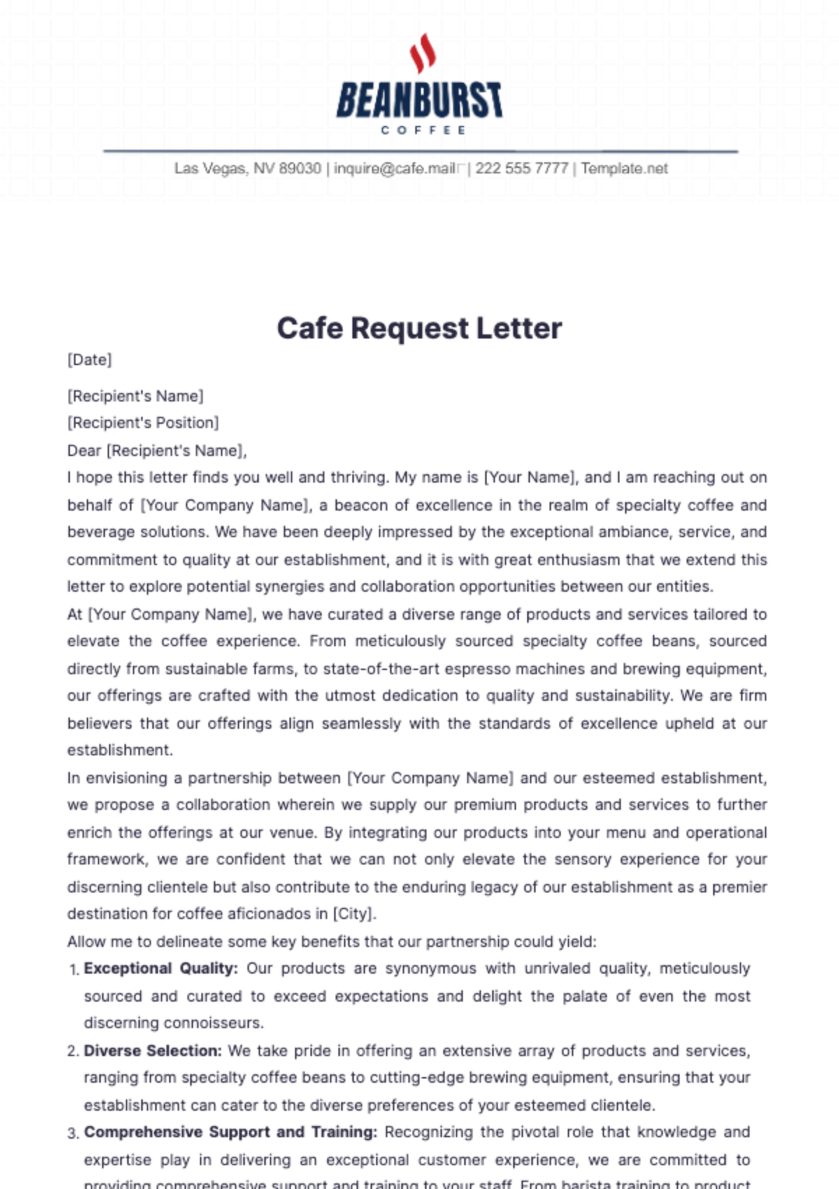 Cafe Request Letter Template - Edit Online & Download