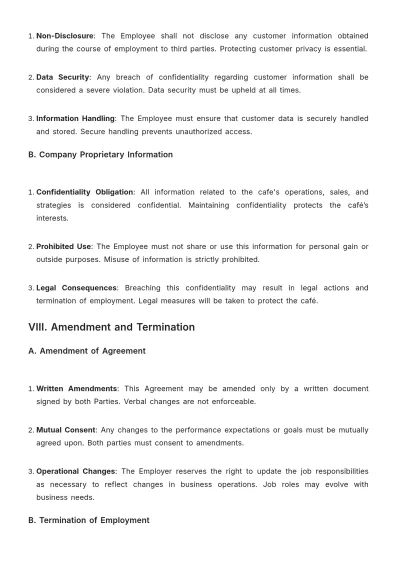 Free Cafe Performance Agreement Template to Edit Online