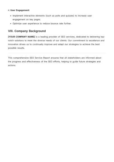 Free SEO Service Report Template to Edit Online