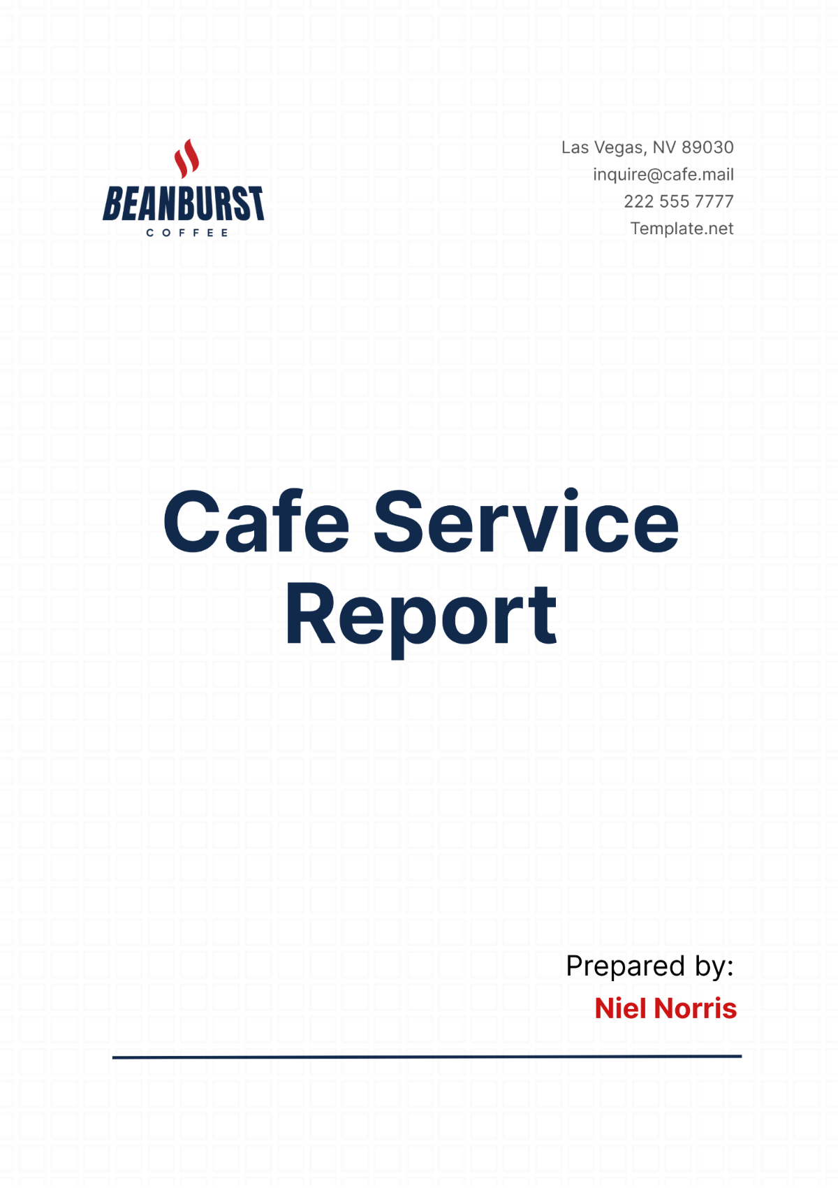 Cafe Service Report Template - Edit Online & Download