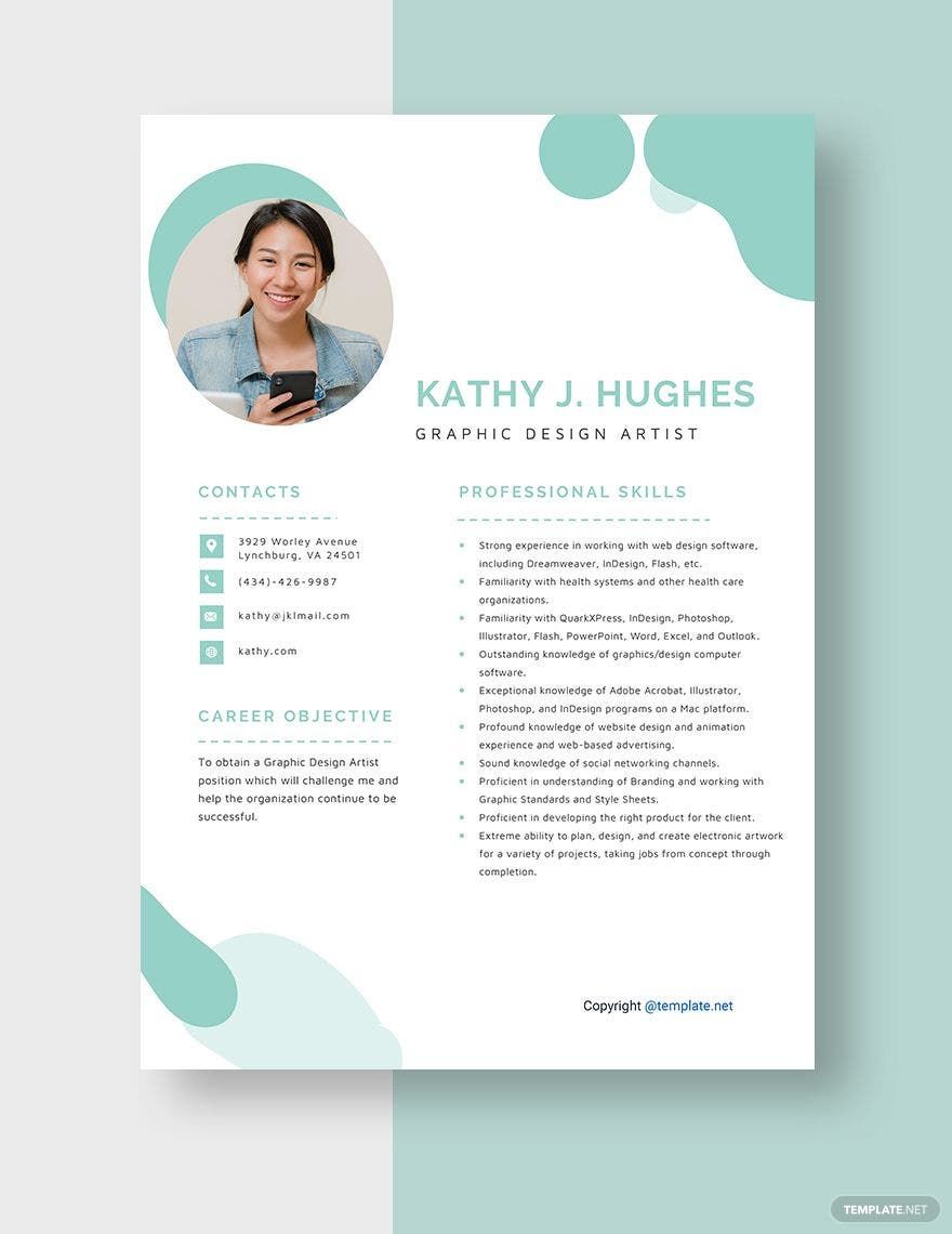 Graphic Design Artist Resume Template