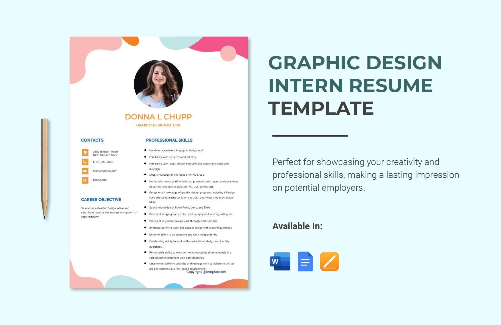 Free Graphic Design Intern Resume in Word, Google Docs, Apple Pages