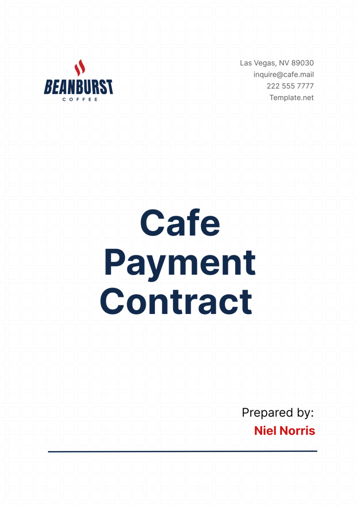 Free Cafe Payment Contract Template