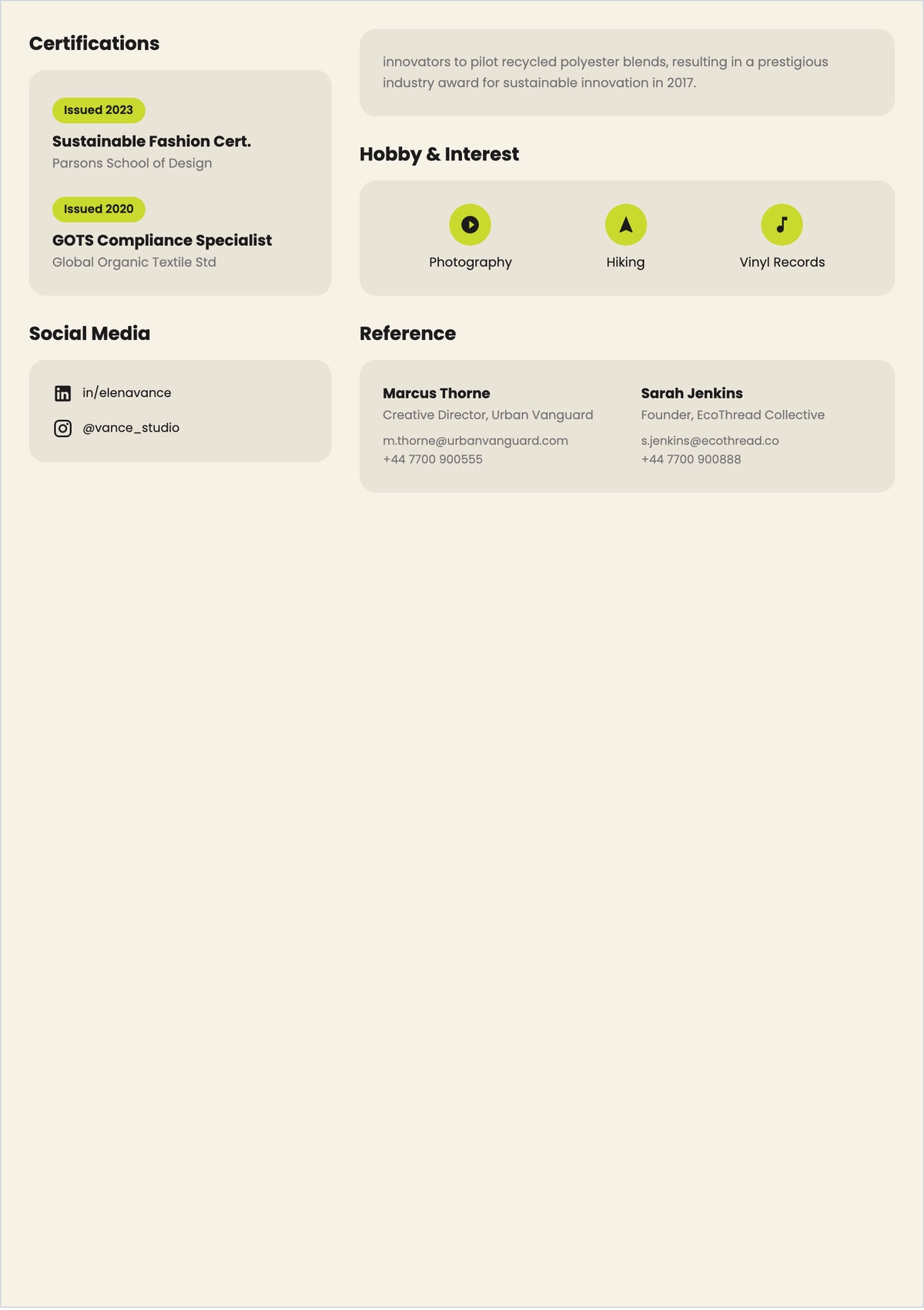Free Freelance Fashion Designer ATS Resume Template, AI Resume Builder