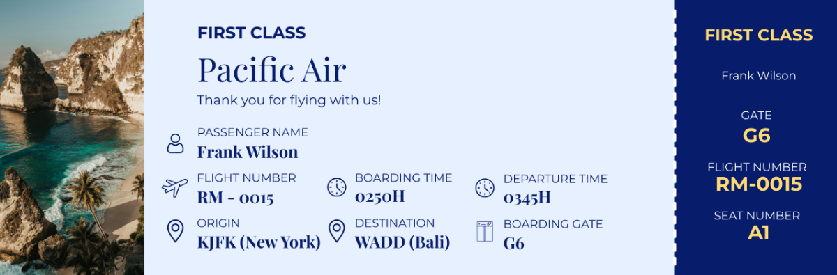 Free Bali Themed Airline Ticket Template