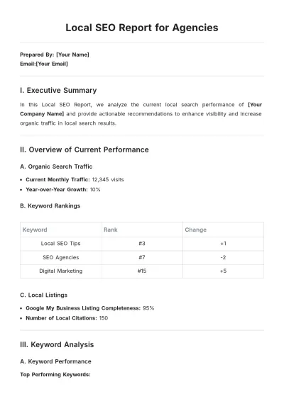 Free Local SEO Report for Agencies Template to Edit Online