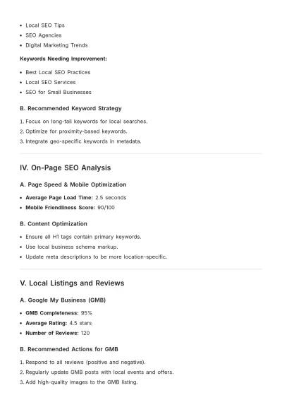Free Local SEO Report for Agencies Template to Edit Online