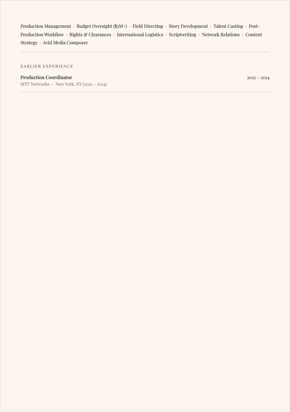 Free Recurring Role Actor ATS Resume Template, AI Resume Builder