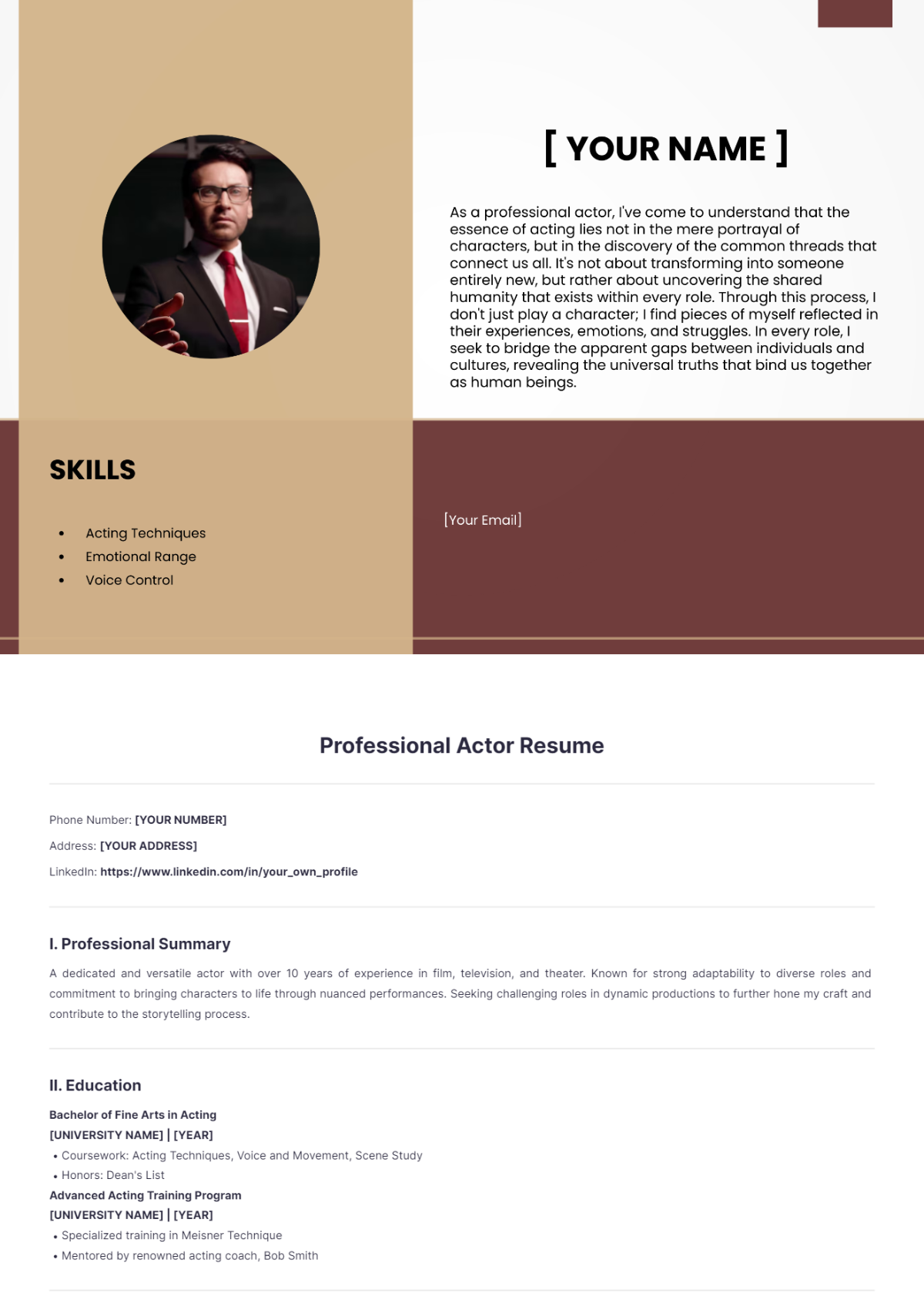 Professional Actor Resume - Edit Online & Download