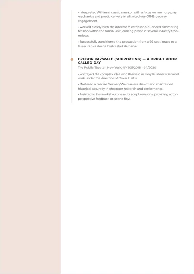 Free Stage Actor ATS Resume Template, AI Resume Builder