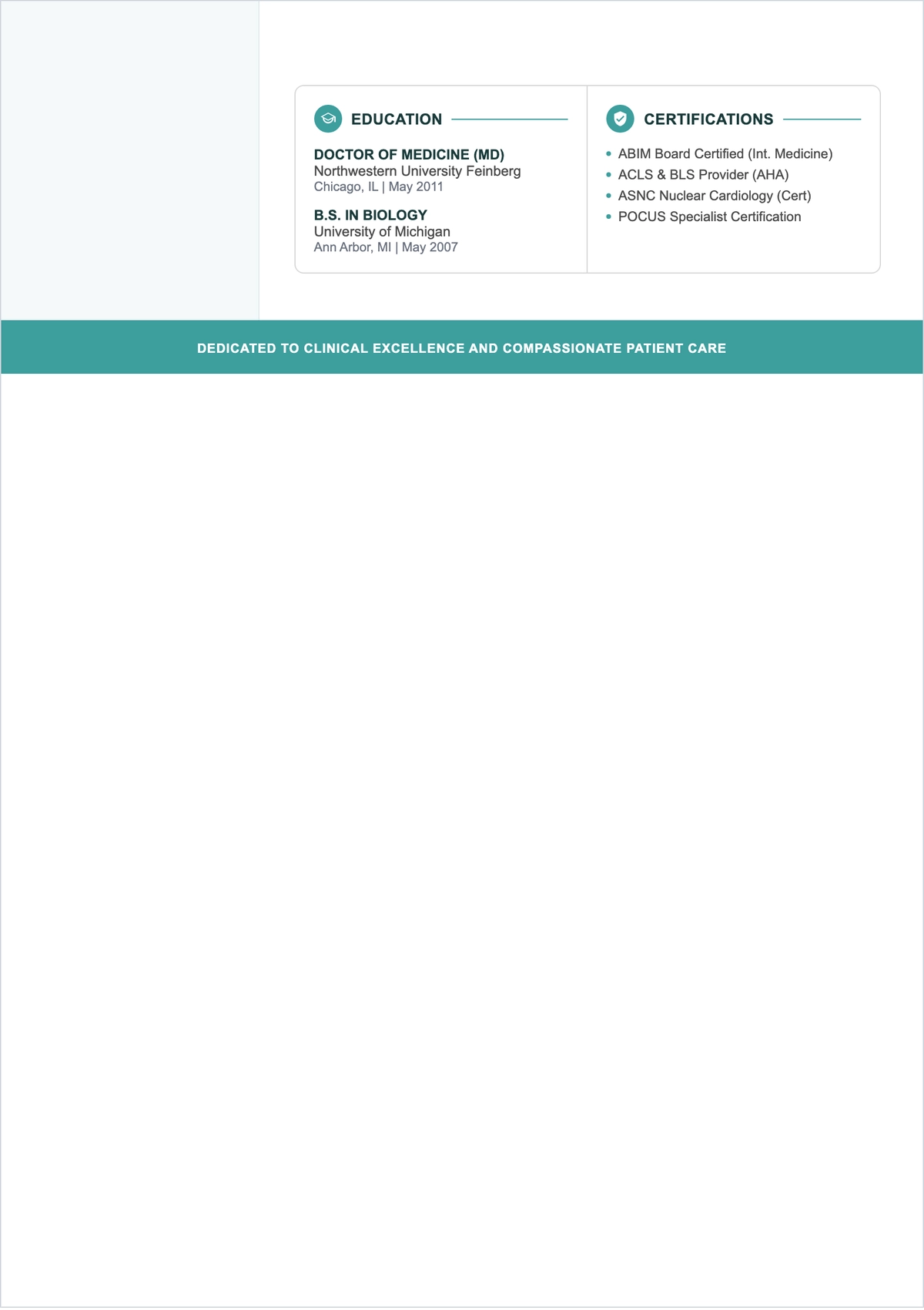 Free Medical Doctor ATS Resume Template, AI Resume Builder