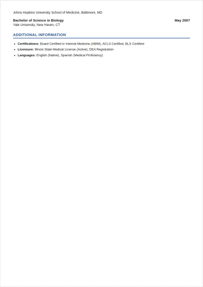 Free Professional Doctor ATS Resume Template, AI Resume Builder