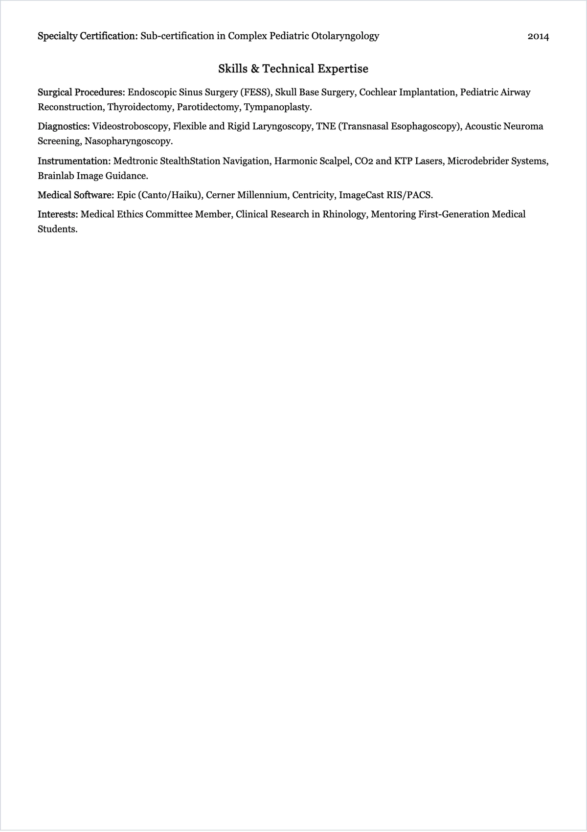 Free ENT Doctor ATS Resume Template, AI Resume Builder