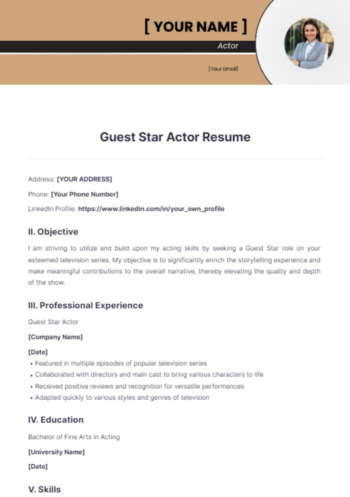 Guest Star Actor Resume - Edit Online & Download