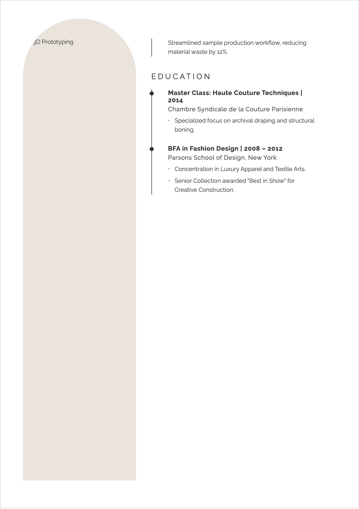 Free Bridal Fashion Designer ATS Resume Template, AI Resume Builder