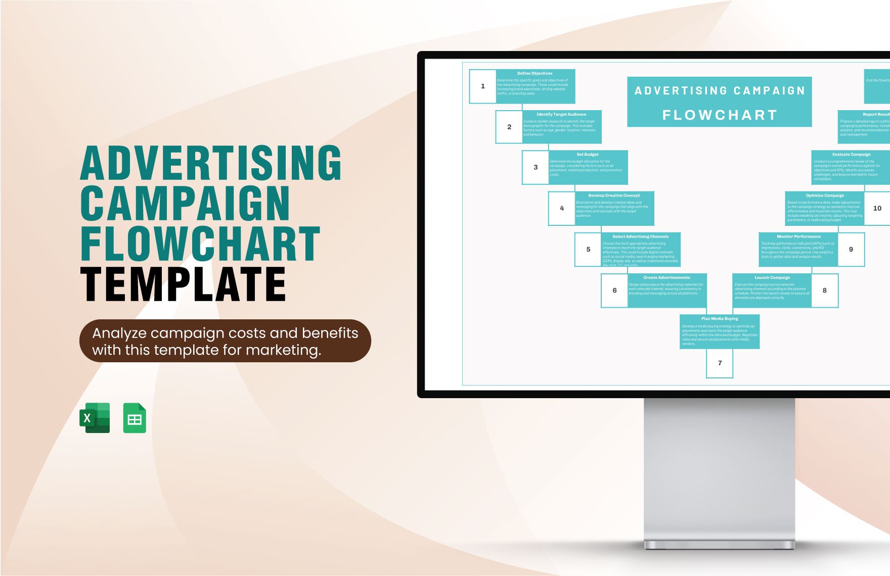 Advertising Campaign Flowchart Template in Excel, Google Sheets