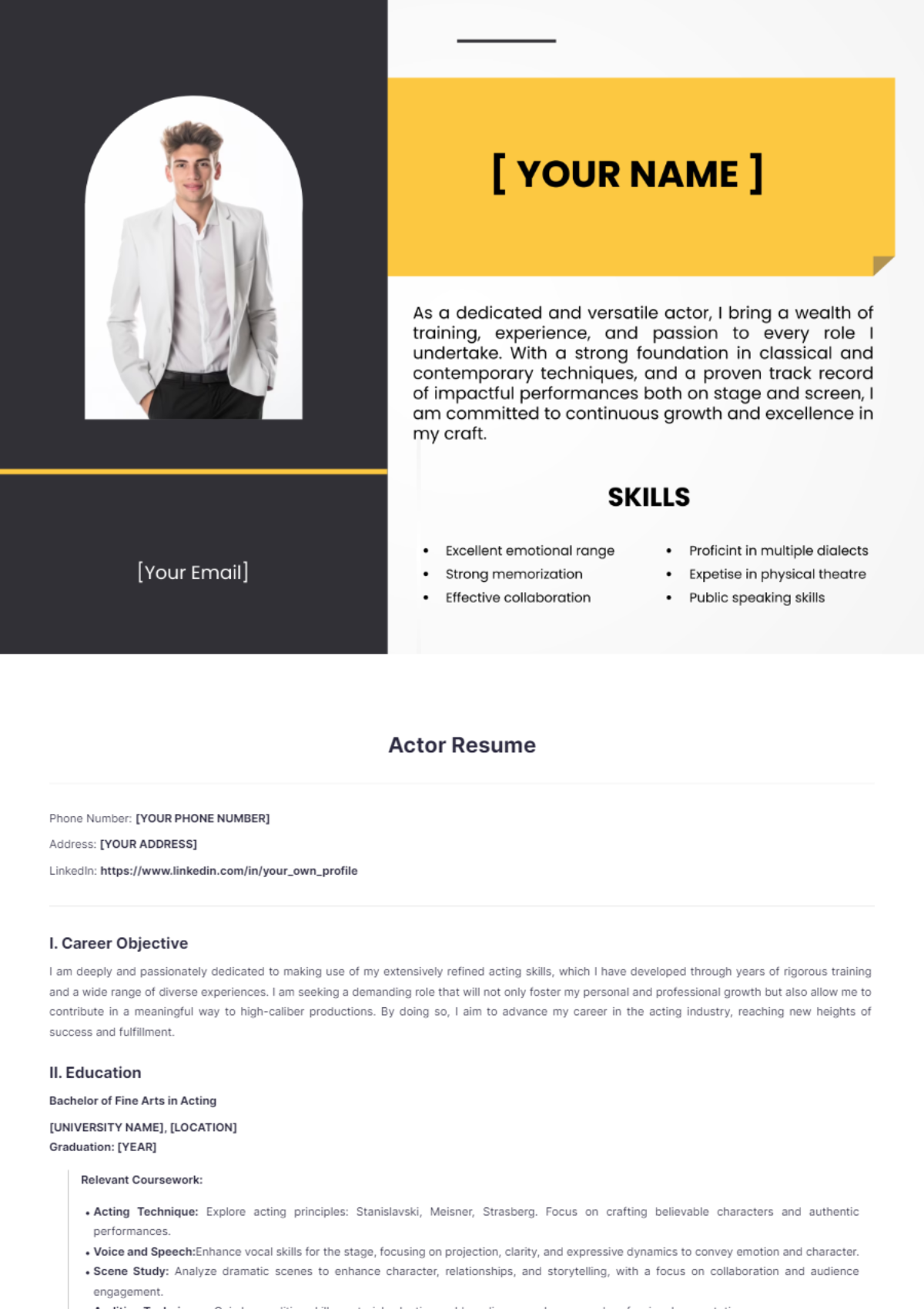 Actor Resume - Edit Online & Download