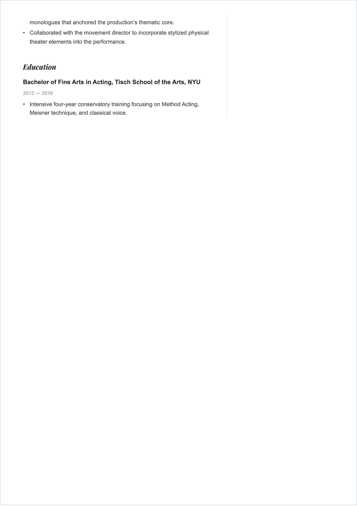Free Actor ATS Resume Template, AI Resume Builder