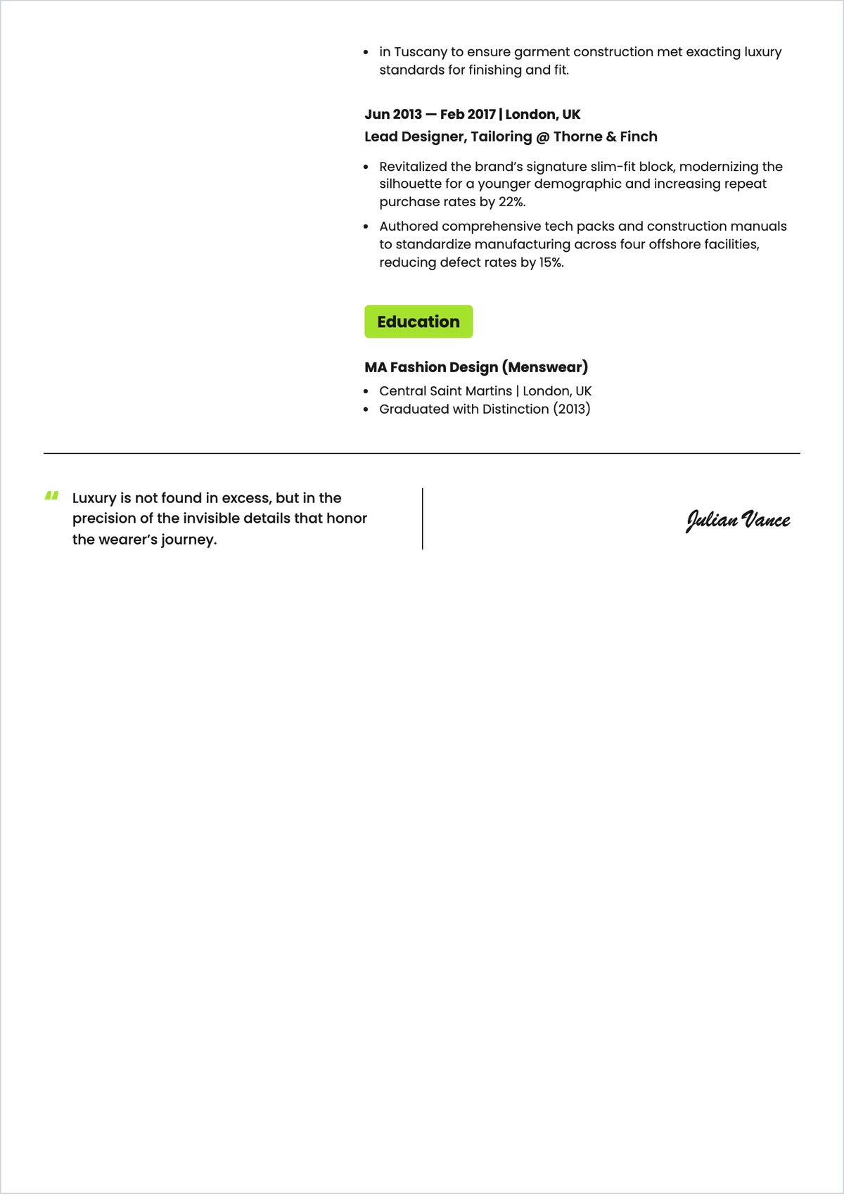 Free Men's Fashion Designer ATS Resume Template, AI Resume Builder