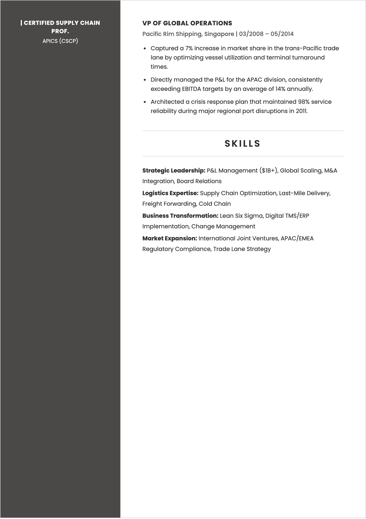Free Experienced CEO ATS Resume Template, AI Resume Builder
