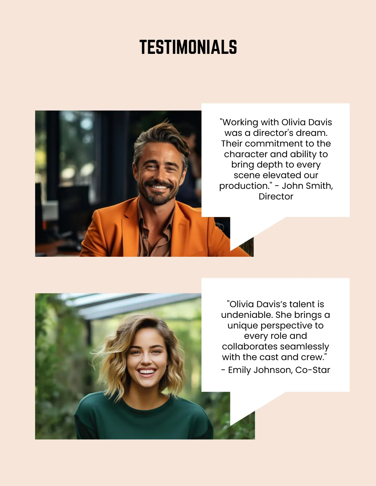 Free Acting Portfolio Template to Edit Online