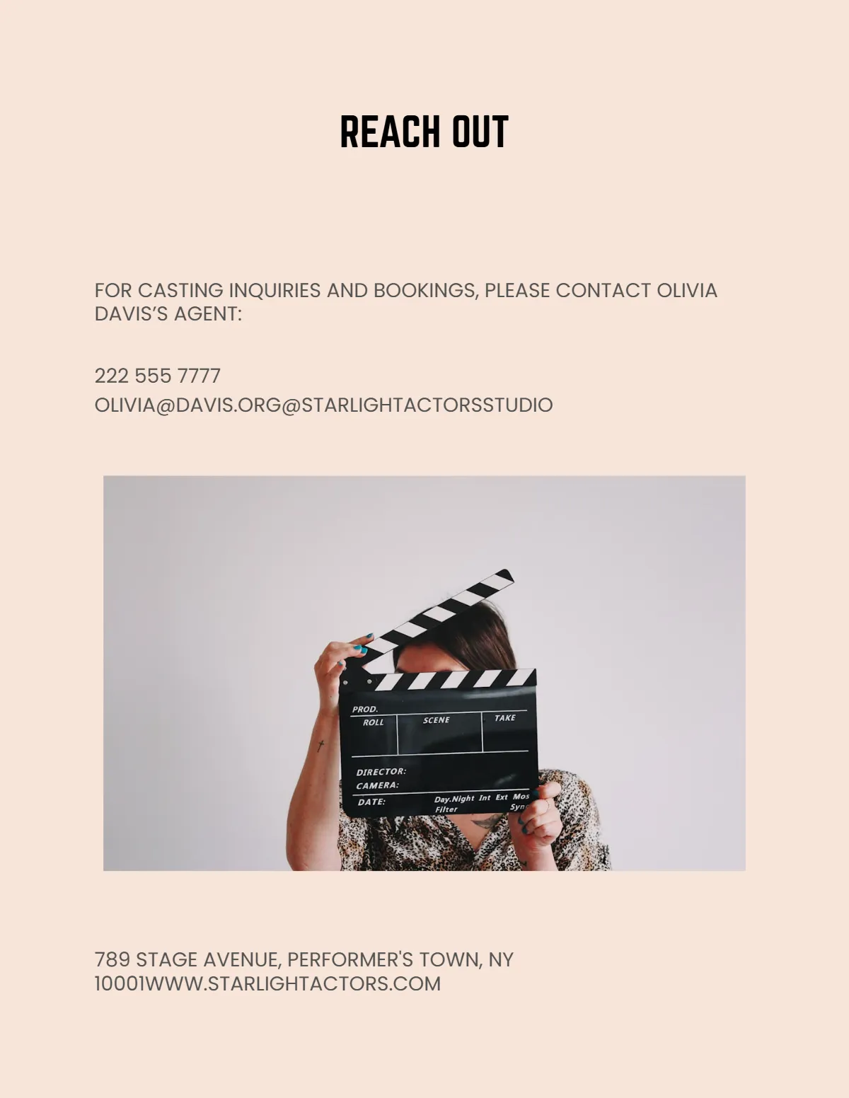 Free Acting Portfolio Template to Edit Online