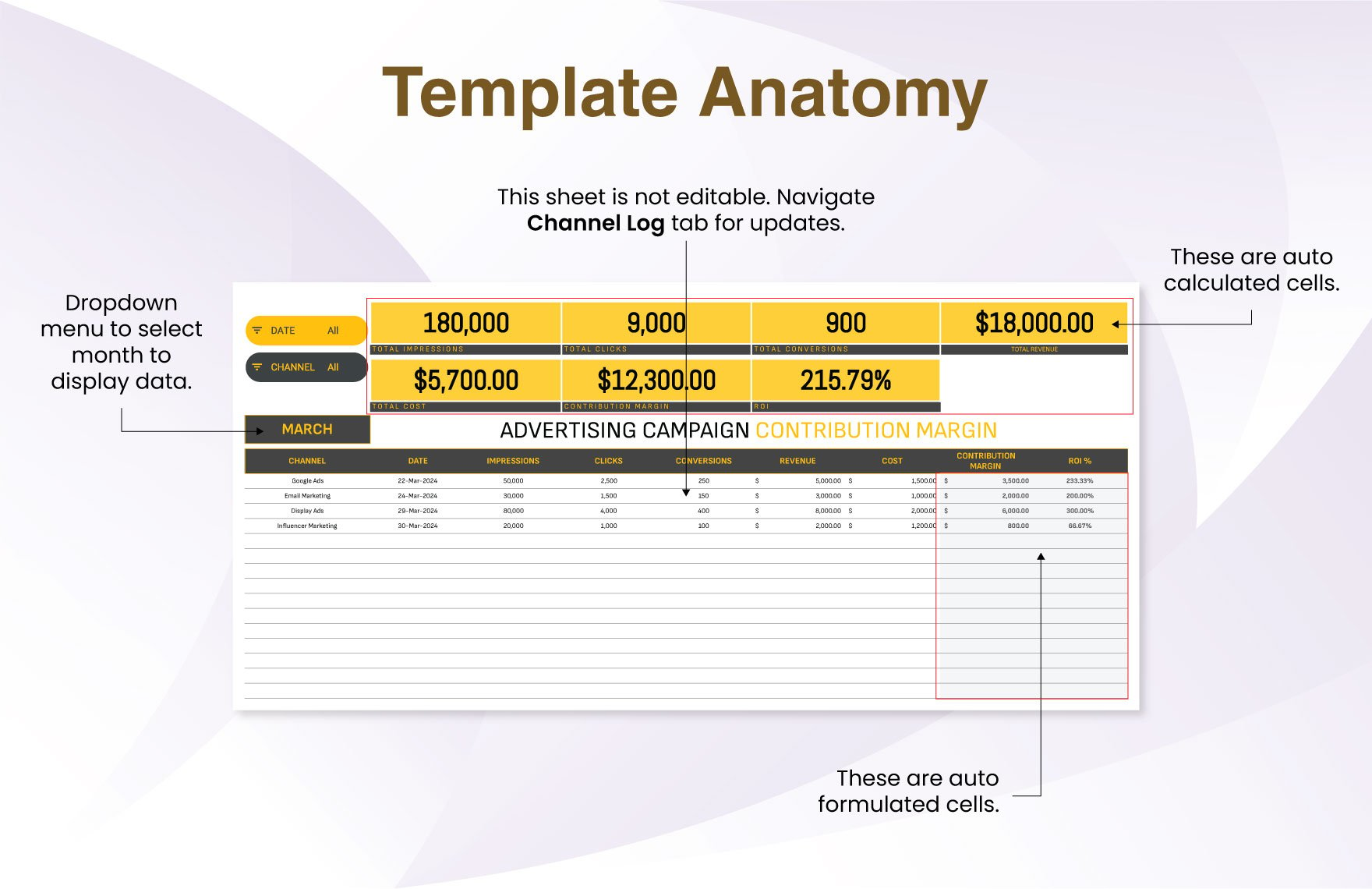Advertising Campaign Contribution Margin Worksheet Template