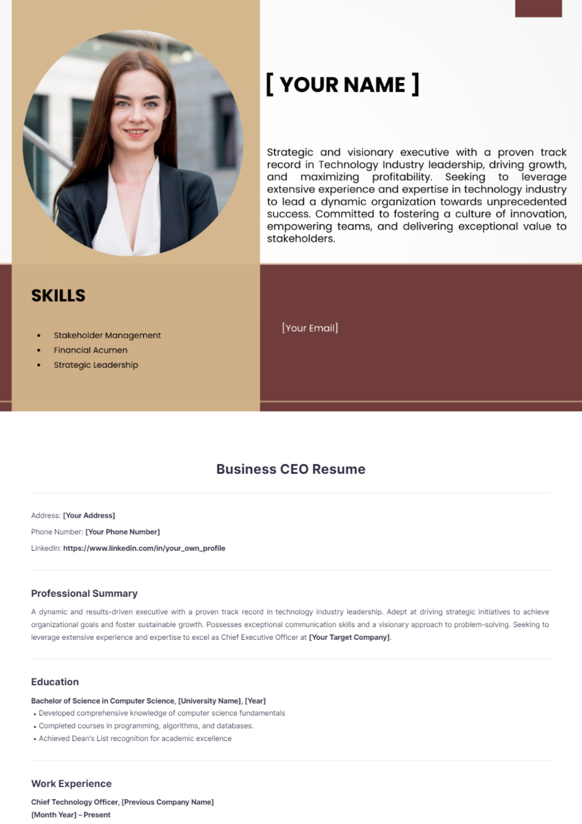 Business CEO Resume - Edit Online & Download