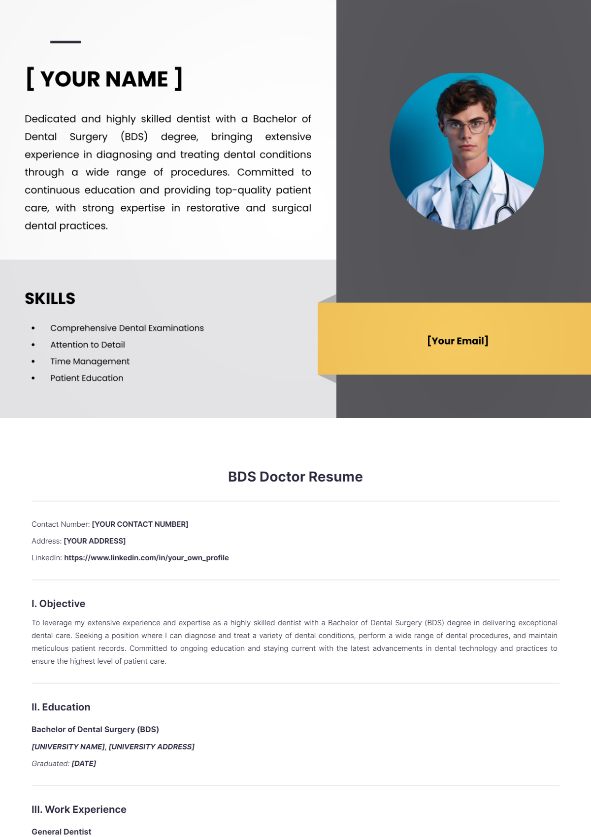 BDS Doctor Resume - Edit Online & Download