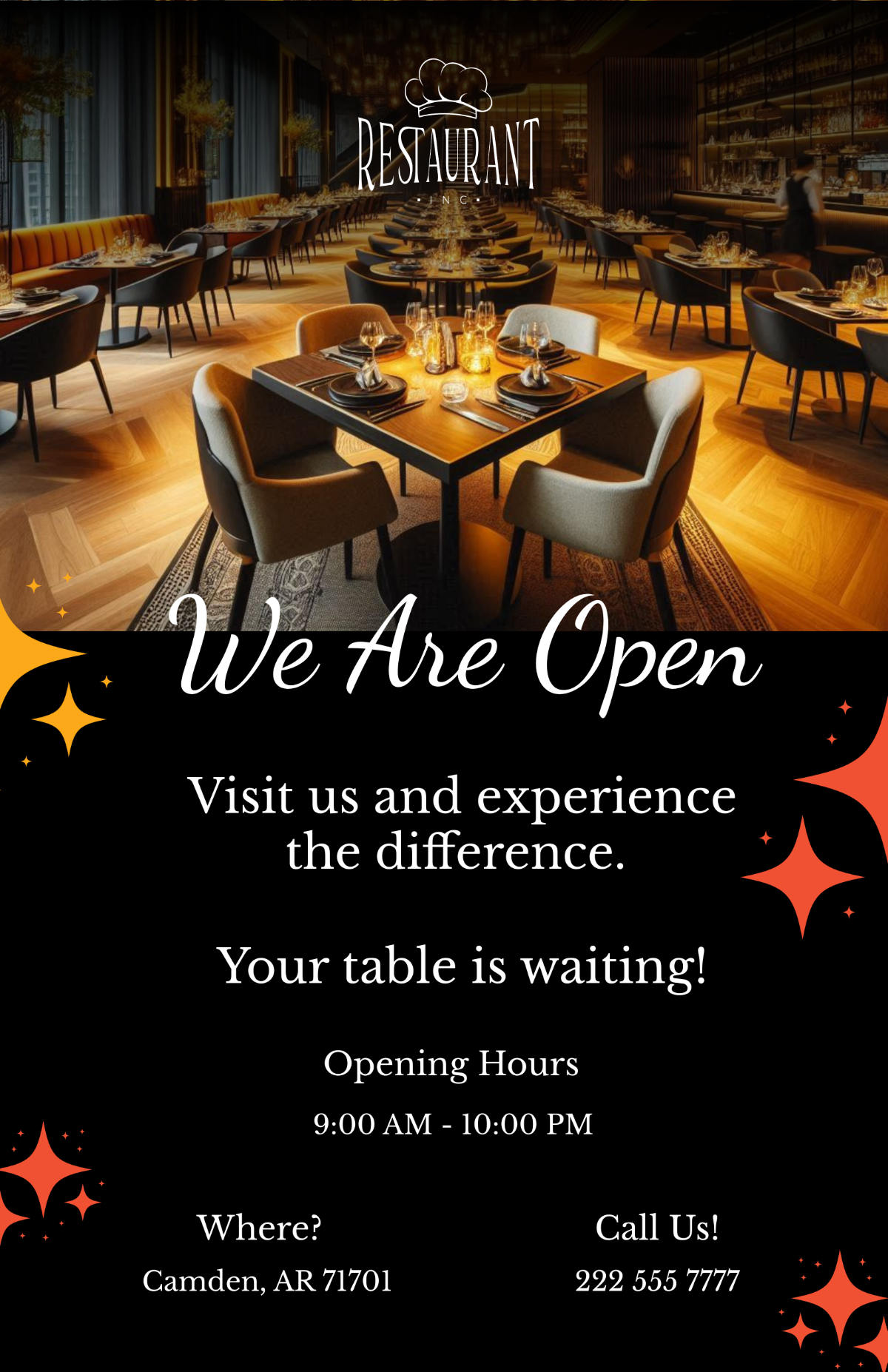 We Are Open Restaurant Poster