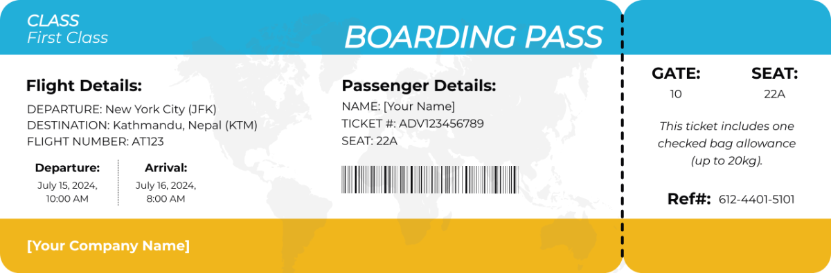 Adventure Travel Airline Ticket