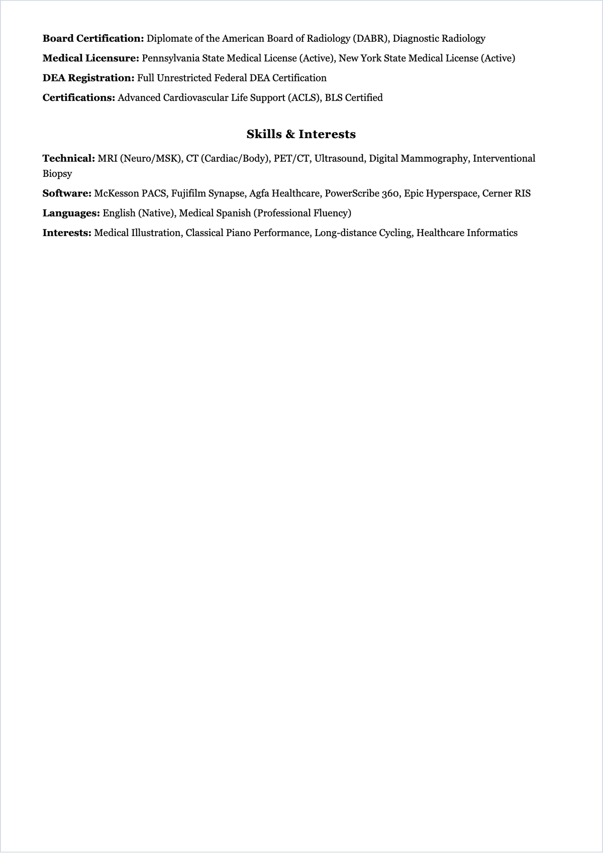 Free Radiologist Doctor ATS Resume Template, AI Resume Builder