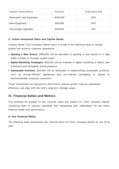 Free Cafe Financial Report Template to Edit Online