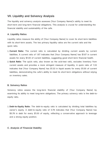 Free Cafe Financial Report Template to Edit Online