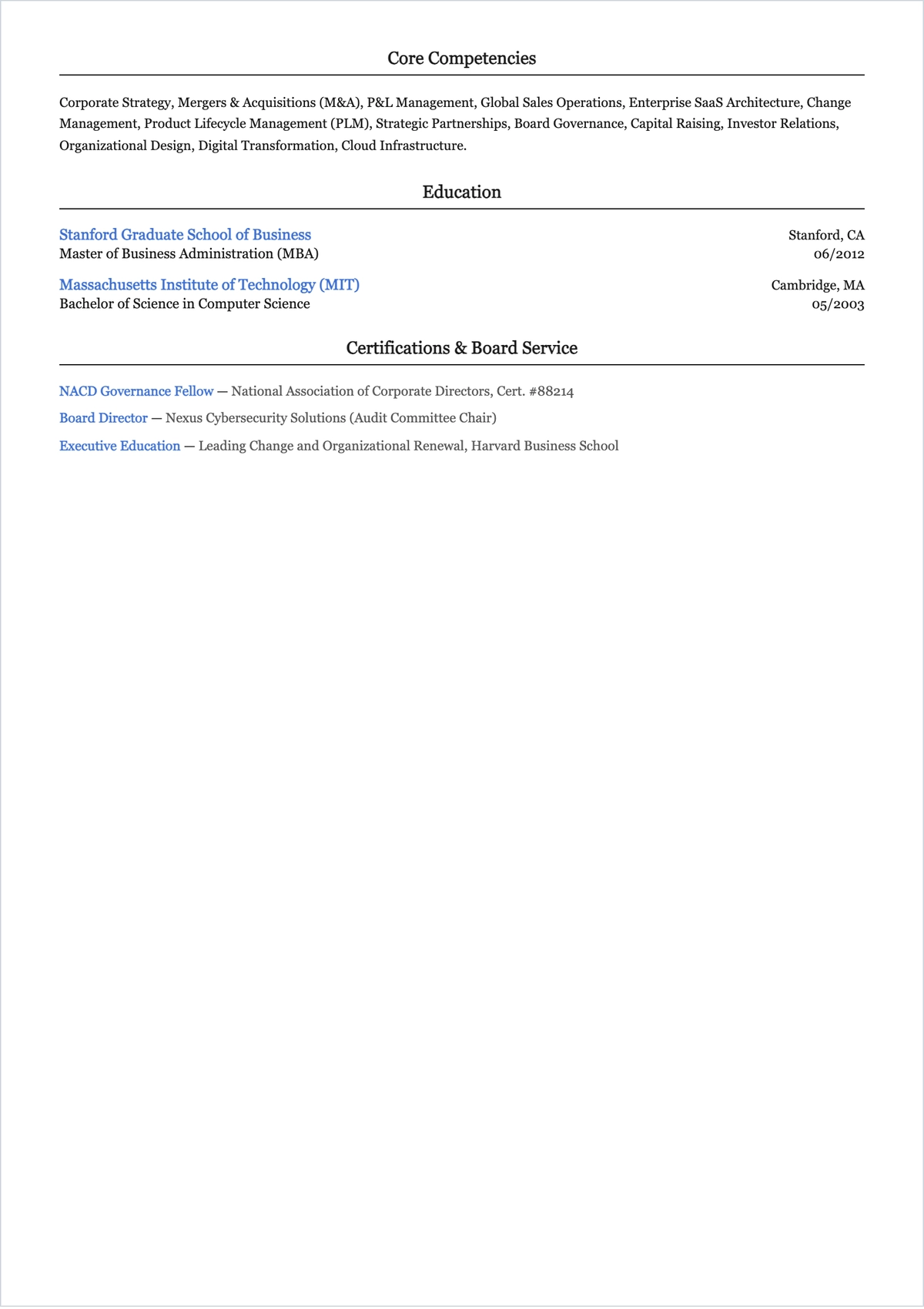 Free Tech CEO ATS Resume Template, AI Resume Builder